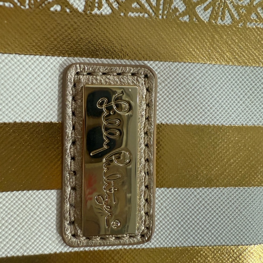 Lilly Pulitzer Gold & white Tote Bag with Textured Design - Picture 3 of 6
